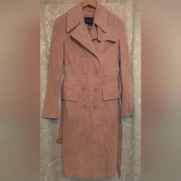 Moda International Leather Trenchcoat. Size 8. - Picture 3 of 7